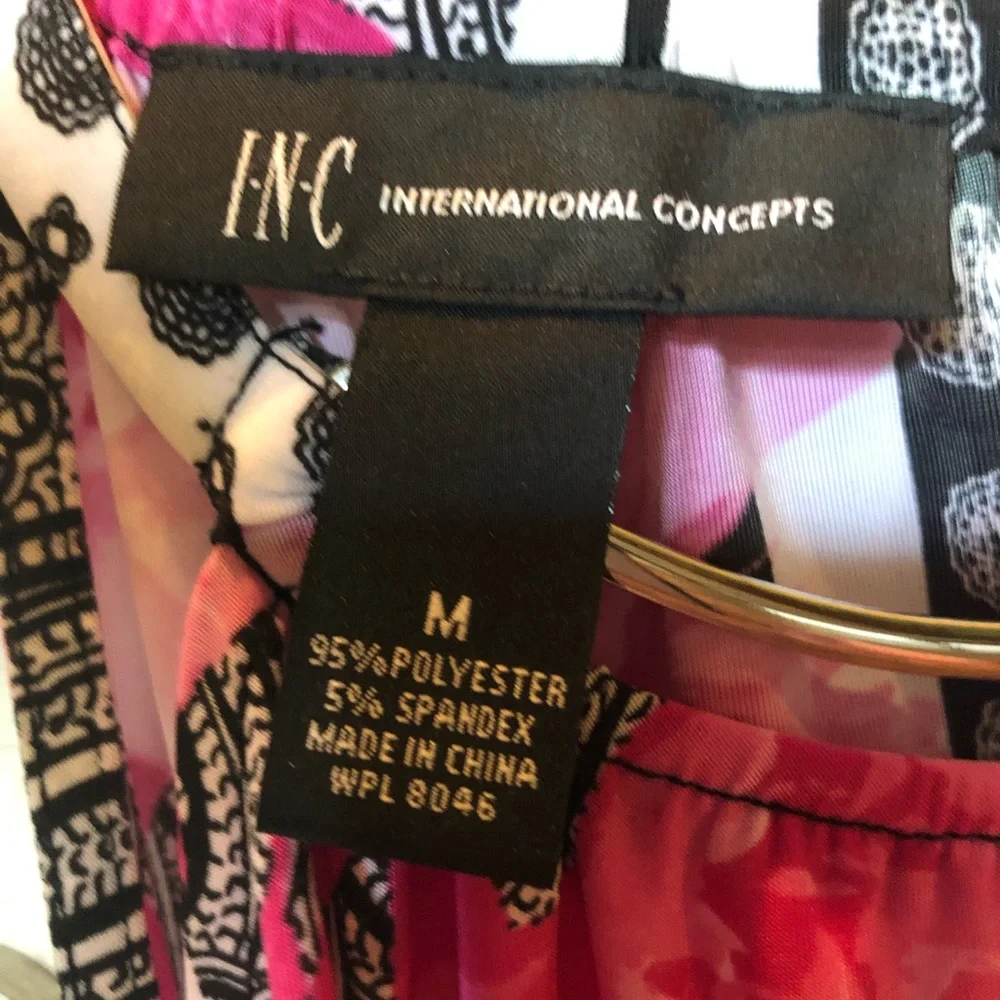 INC International Concepts Pink and Black Sleeveless Top - Picture 3 of 4